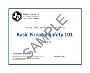 South Texas LTC and Home Defense - Basic Firearm Safety 101 - Certificate of Completion